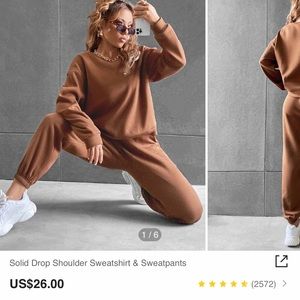 SHEIN Cocoa Brown Matching Sweat Set - NEW, never worn